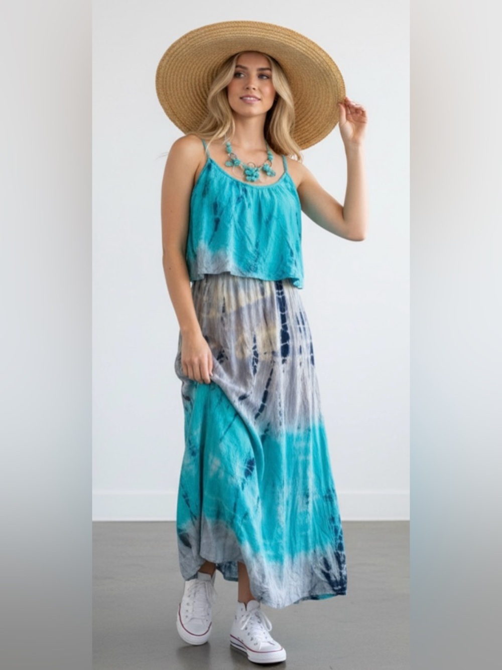 SAGE - FARMER MARKET market DRESS Blue Tie-Dye Maxi Dress